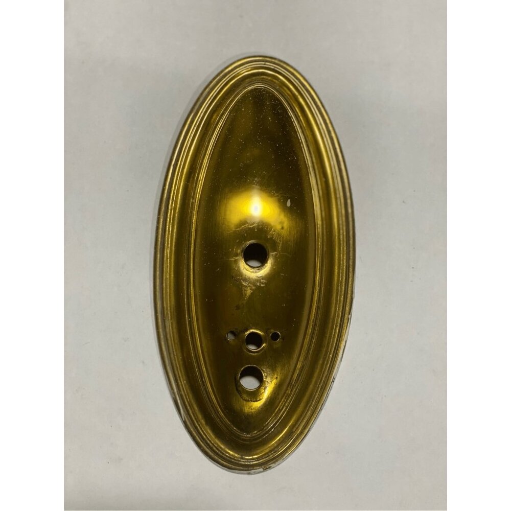 vintage brass stamped steel oval sconce backplate with five m holes